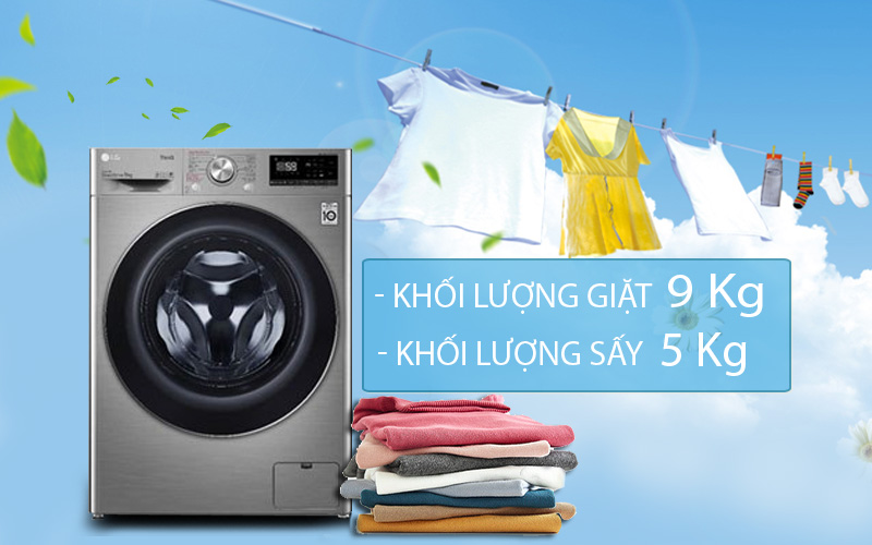 Máy giặt sấy LG inverter 9 kg FV1409G4V