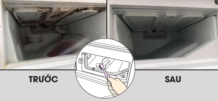 Hướng dẫn vệ sinh ngăn chứa chất tẩy và nước xả trên máy giặt