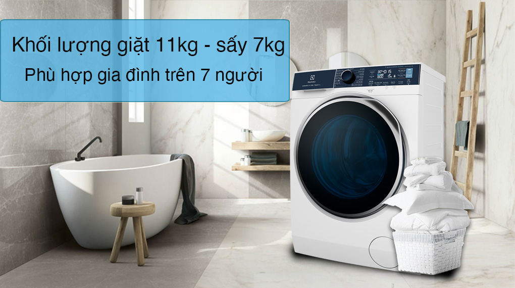 Máy giặt sấy Electrolux EWW1142Q7WB inverter giặt 11 kg sấy 7 kg