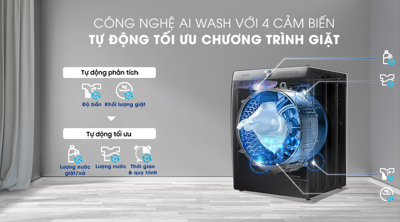 Máy giặt sấy Samsung WD14TP44DSB/SV inverter giặt 14kg sấy 8kg - Thế Giới Máy Giặt