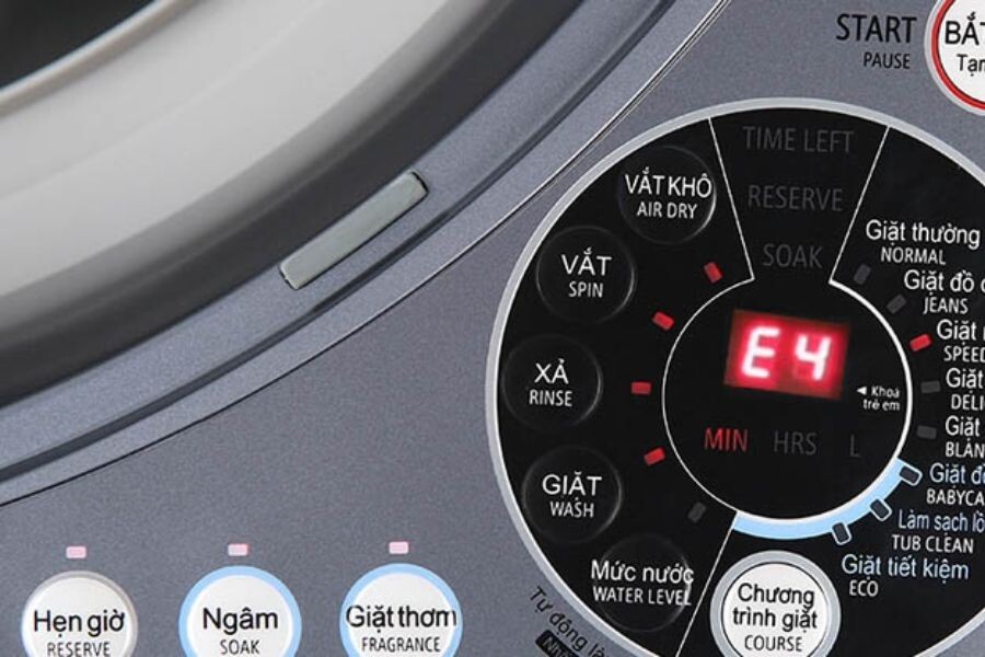 Dấu hiệu nhận biết lỗi E4 trên máy giặt Toshiba