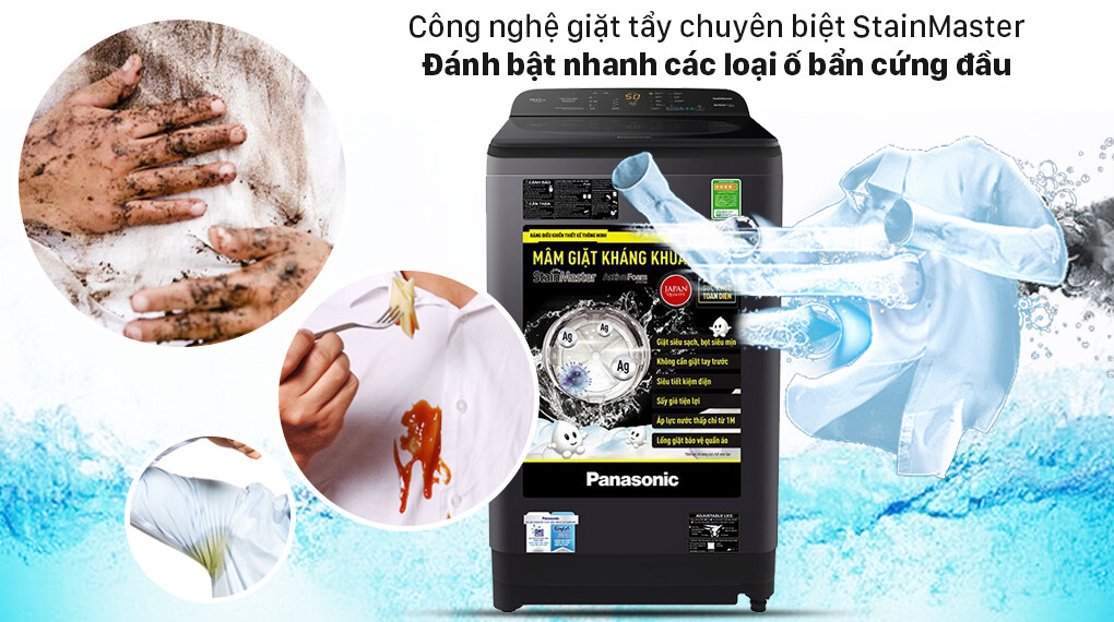 Máy giặt Panasonic 10 Kg NA-F100A9DRV – Đánh bật vết bẩn cứng đầu nhờ công nghệ StainMaster hiện đại