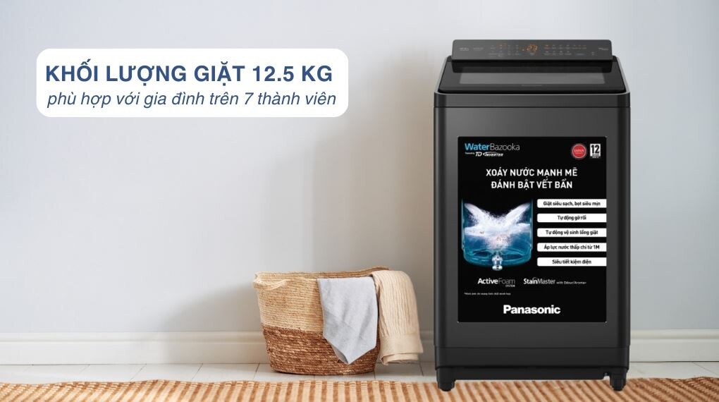 Máy giặt Panasonic NA-FD125X3BV – Dung lượng lớn, đa dạng chương trình giặt tiện lợi