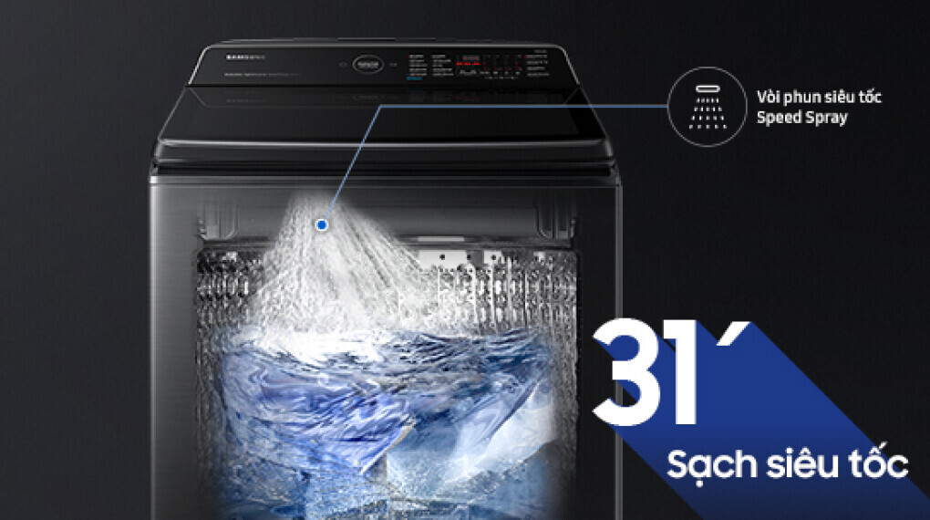 Máy giặt Samsung WA12CG5886BVSV sở hữu chế độ giặt Super Speed hiện đại