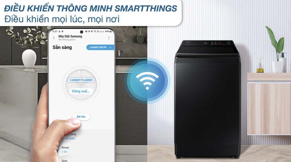 Máy giặt Samsung WA12CG5886BVSV giá rẻ – Quản lý thông minh qua điện thoại