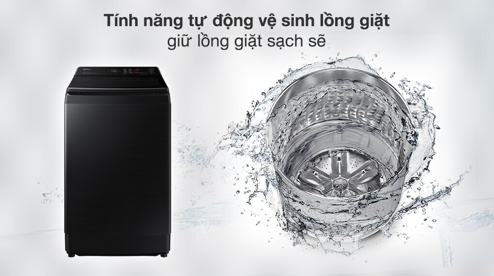 Máy giặt Samsung WA12CG5886BVSV giá rẻ được trang bị tính năng tự động vệ sinh lồng giặt
