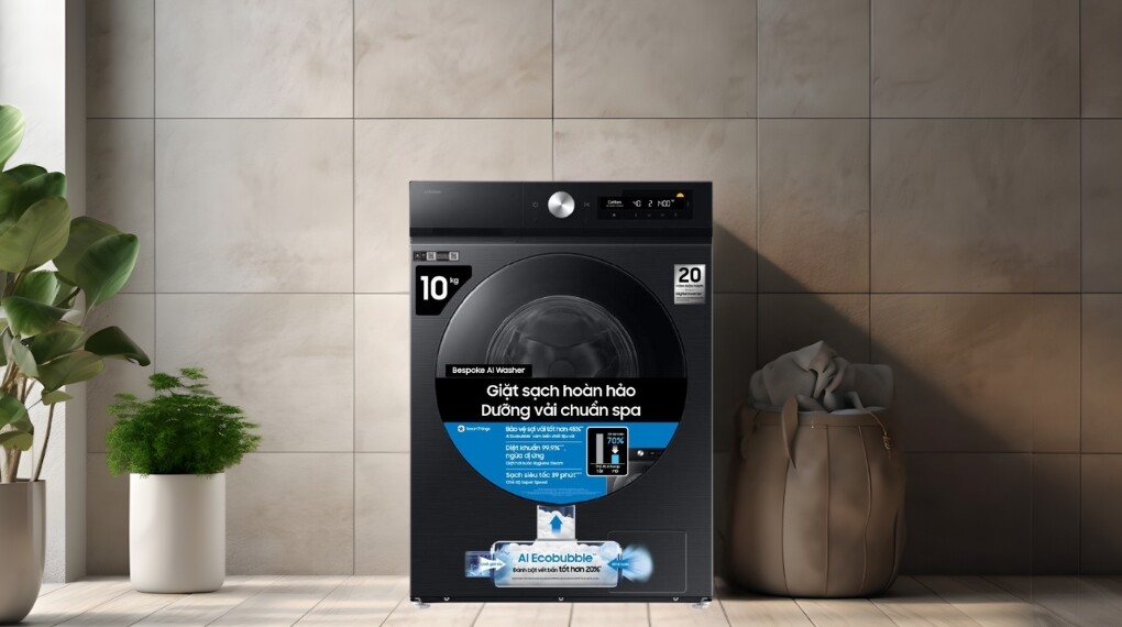 Máy giặt Samsung WW10DB7U34GBSV Inverter 10kg – Hiện đại, bền bỉ và tiết kiệm
