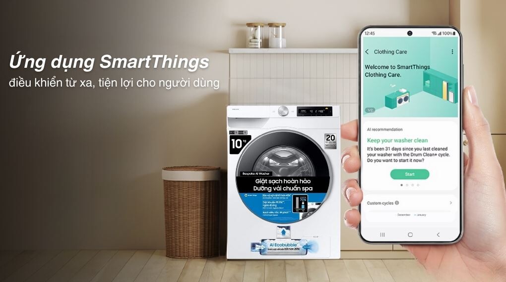 Máy giặt Samsung WW10DG6U34LESV giá rẻ – Tiện ích thông minh, trải nghiệm tối ưu