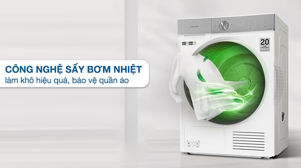 Máy sấy quần áo Samsung DV90BB9440GH/SV – Công nghệ sấy bơm nhiệt tiết kiệm điện vượt trội