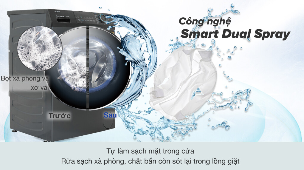 Công Nghệ Smart Dual Spray – Giữ Lồng Giặt Sạch Tự Động